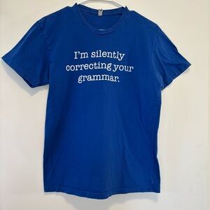 Women’s Cobalt Blue Cotton T-Shirt I’m Silently Judging Your Grammar Size Small